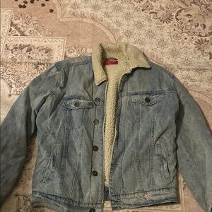 Guess Light Blue Denim Sherpa Jacket